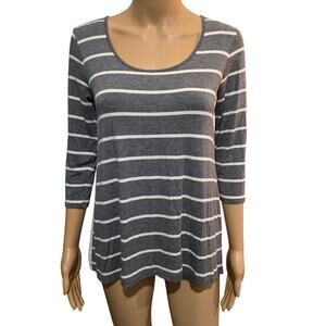 Cynthia Rowley Gray and White Striped Top Small